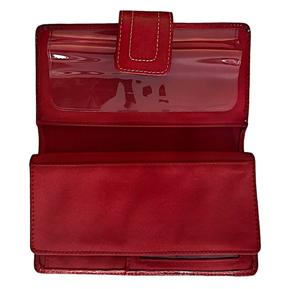 FOSSIL Vintage Red Leather Wallet 6.5”x 3.5” Striped - Picture 5 of 8